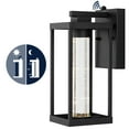 thumbnail image 3 of JONATHAN Y Juno 4.75" 1-Light Industrial Vintage Iron/Seeded Glass with Dusk-to-Dawn Sensor Integrated LED Outdoor Sconce, Black, 3 of 11