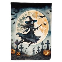 Flying Witch Spooky Halloween House Flag 28 in x 40 in
