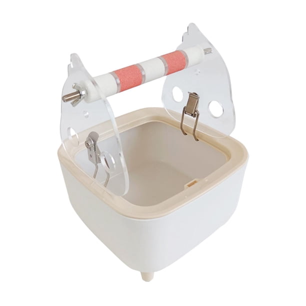 Soporte de inodoro para entrenamiento de loros con contenedor de basura, plataformas para juguetes para morder, soporte para percha para pájaros Naranja