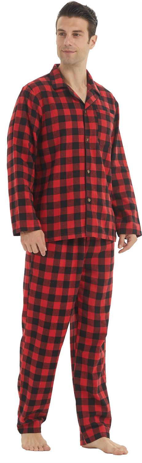 YUSHOW Pyjamas for Men Flannel Red Check Pyjama Sets Ultra Soft