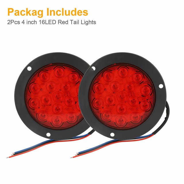 Luces traseras monocromáticas rojas Sincero 16 LED luces traseras redondas de 4' para camiones y furgonetas 10-30 V