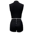 thumbnail image 6 of Short Sets for Women Slim Fit Sleeveless Zip Up Cropped Vest and Shorts 2 Piece Matching Set Going out Sets, 6 of 6