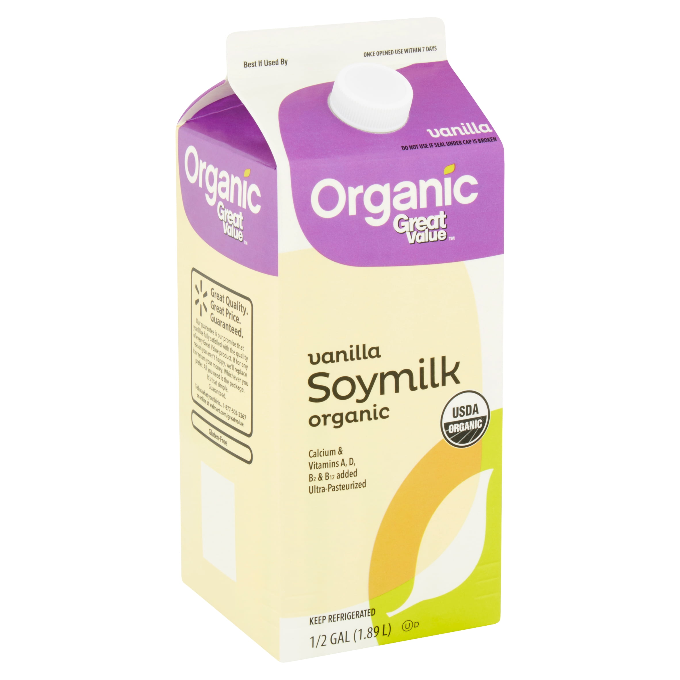 Great Value, Organic Vanilla Soymilk, 64 oz