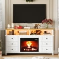 thumbnail image 3 of 60'' Fireplace TV Stand Fits TV up to 65'' with 23'' Fireplace, Farmhouse Entertainment Center, Wood Media Console with 6 Drawers and 2 Open Shelves, 3 of 11
