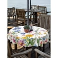 thumbnail image 2 of Outdoor Tablecloth with Umbrella Hole Zipper Spring Floral Round Tablecloth 60" Waterproof Outside Table Cloth Colorful Summer Watercolor Botanical Patio Table Cover Tablecloths for Picnic Party, 2 of 8
