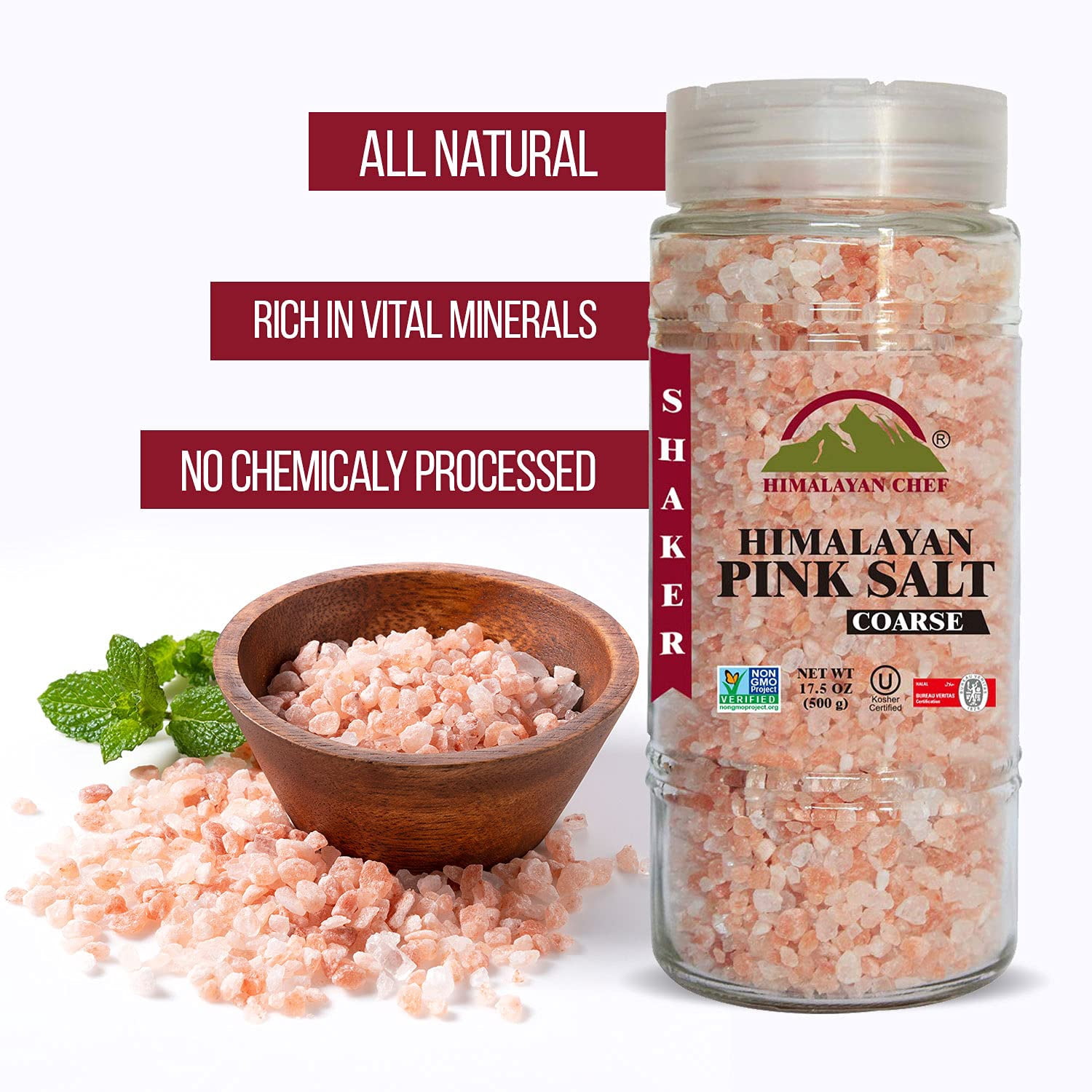 SALT 84 Pink Salt, Coarse Grain, Kosher Certified Seasoning Salt, 17.5 oz Pack of 6