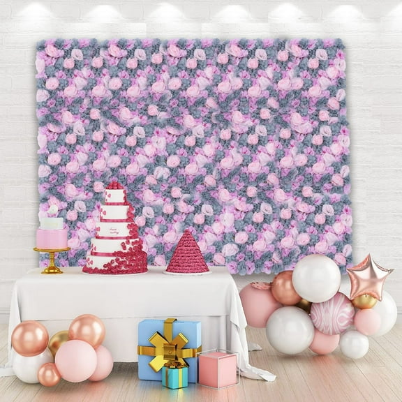 Miumaeov Artificial Flower Wall Panels 6 Pack 16" x 24" Flower Wall Mat Silk Rose Flower Panels for Backdrop Wedding Party Wall Decoration