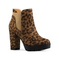 thumbnail image 1 of Unique Bargains Women's Platform Chunky High Heels Chelsea Boots Leopard (Size 7), 1 of 5