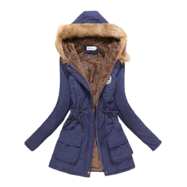 UKAP Manteau pour Dames, Parka à Cordon, Veste Décontractée pour la Neige, Bleu Marine m
