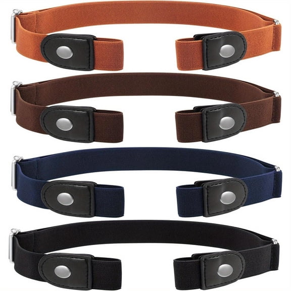 Set of 4 No-Buckle Invisible Belts, Suitable for Both Men And Women, Adjustable Elastic Belts Without Buckles, Elastic Belts, Unisex, Ideal for Jeans