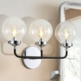 thumbnail image 3 of JONATHAN Y Caleb 22" 3-Light Contemporary Transitional Iron/Glass LED Vanity Light, Chrome/Black, 3 of 6