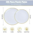 thumbnail image 3 of 200 Plastic Plates Bulk Heavy Duty Hard Disposable Plates Includes 7.5'' Appetizer Plates and 10.2'' Dinner Plates for Outdoor Party Picnic Birthdays Wedding Reception and Any Occasion (White, Gold), 3 of 4