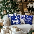 thumbnail image 6 of Sanmadrola Christmas Throw Pillow Covers 18''x18'' Set of 4 Decorative Holiday Pillows Cover Cases Farmhouse Decor for Xmas Decoration Home Couch Sofa, Blue, 6 of 8