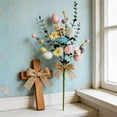 thumbnail image 6 of Plastic Daisy Eucalyptus and Painted Egg Spray, Easter Artificial Flower Arrangement, Home Table Centerpiece Decor, 44x12cm Colorful Plastic Stems, for Living Room Bedroom Party Decoration, A, 6 of 6