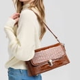 thumbnail image 4 of Genuine Cowhide Leather Crocodile Grain Shoulder Bag, Women's Underarm Handbag, Daily Travel Purse, 4 of 15
