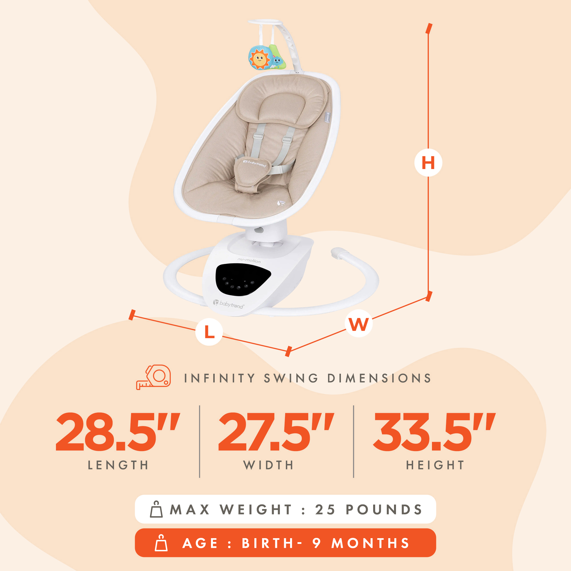 Baby Trend Nu-Motion Infinity Swing with Interactive Display photo 3