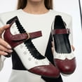 thumbnail image 3 of SACFOF Women's Comfortable Mary Jane Pumps Vintage Cutout Closed Toe Kitten Heels for Dressy Office Work, 3 of 6