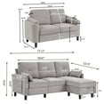 thumbnail image 5 of Pingliang Home Convertible L Shaped Sectional Sofa Couch with Reversible Chaise and Loveseat,3 Seater Modern Sofa with Storage Ottoman for Living Room Home Apartment Studio Office,Light Gray, 5 of 7