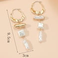 thumbnail image 5 of Yesbay 1 Pair Long Golden Irregular Geometric Faux Pearls Drop Earrings Women Large Statement Dangle Earrings Birthday Gift, 5 of 7