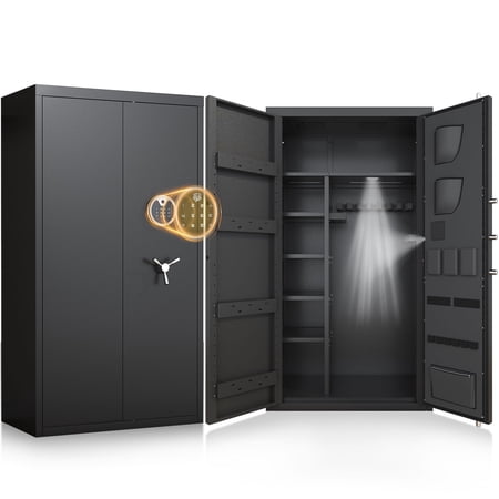 30-40 Gun Fingerprint Safe Unassembled Large Biometric Long Gun Safe with LCD Keypad & Gun Rack Silent Operation & Dual Alarm Security for Shotguns Pistols