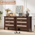 thumbnail image 5 of LELELINKY 2pc 3-Drawer Storage Nightstand, 31.5" Wide Rattan Bedside Table - Boho Tall Cabinet for Bedroom, Living Room - Brown Finish, 5 of 7