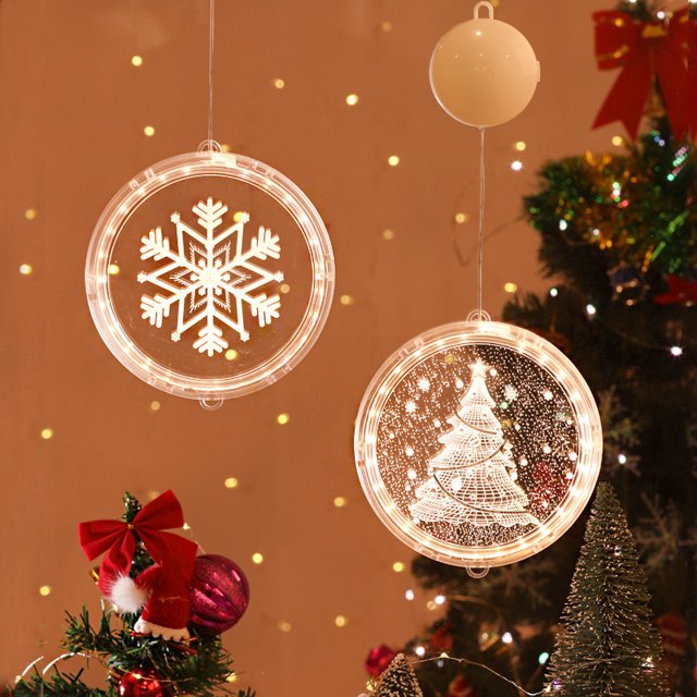 Luces decorativas LED JAMW 2pacs copos de nieve y árboles de Navidad Sencillez