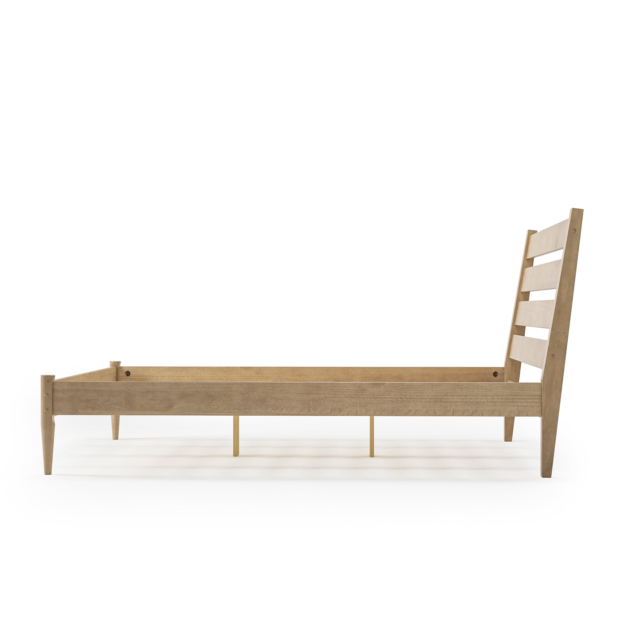 Camaflexi Mid-Century Modern Platform Bed, 100% Solid Wood Bed, Light Oak