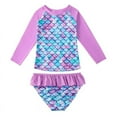 thumbnail image 2 of Little Girls Swimsuits Two Pieces Mermaid Swimwears Long Sleeve Beach Bathing Suit 3-9T, 2 of 7