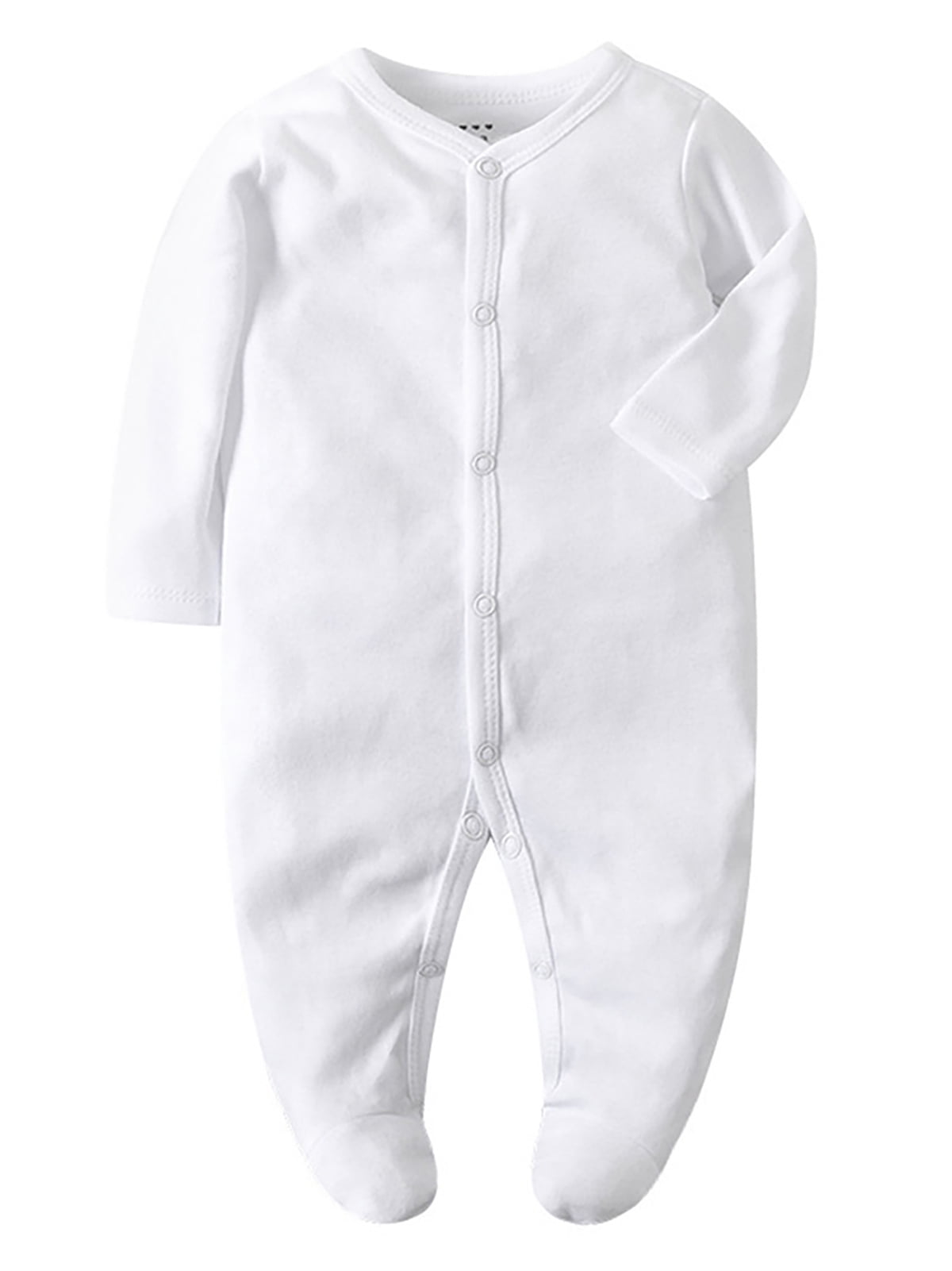 QEFJNO Newborn Baby Girls' 3-pack Sleep and Play Footies Pajamas One-Piece Sleeper Button Jumpsuit Cotton Rainbow PJs