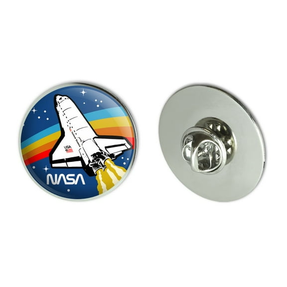 NASA Logo Over Space Shuttle with Rainbow Metal 1.1" Tie Tack Hat Lapel Pin Pinback