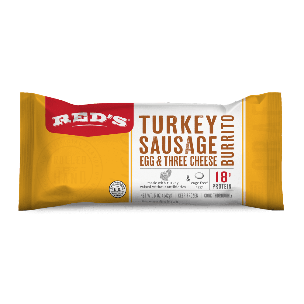Red's Turkey Sausage, Egg and Three Cheese Breakfast Burrito, 5 oz (Frozen)