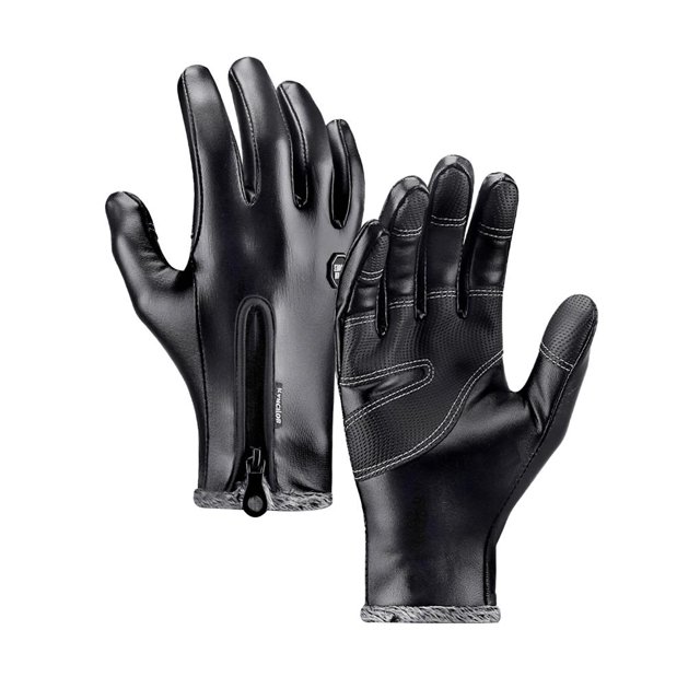 Para Montar, Un Par De Resistentes Al Viento Y Cálidos, Gruesos Y Al Ras Con Guantes Antideslizantes De Cuero Pu, Guantes De Mano Impermeables Para Montar En Invierno Y Trabajar qarigey OD010629-01