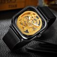 thumbnail image 2 of Reloj de pulsera para hombre de moda - Reloj de pulsera automático con esfera hueca Reloj de negocios mecánico con caja Ecomeon no, 2 of 6