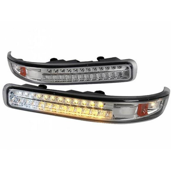 1999 - 2002 Chevy Silverado LED Bumper Lights, Chrome & Amber