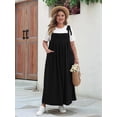 thumbnail image 4 of Vestido de Verano para Mujer, Talla Grande, Informal, Sin Mangas, con Tirantes Finos, para Playa Negro XL, 4 of 8