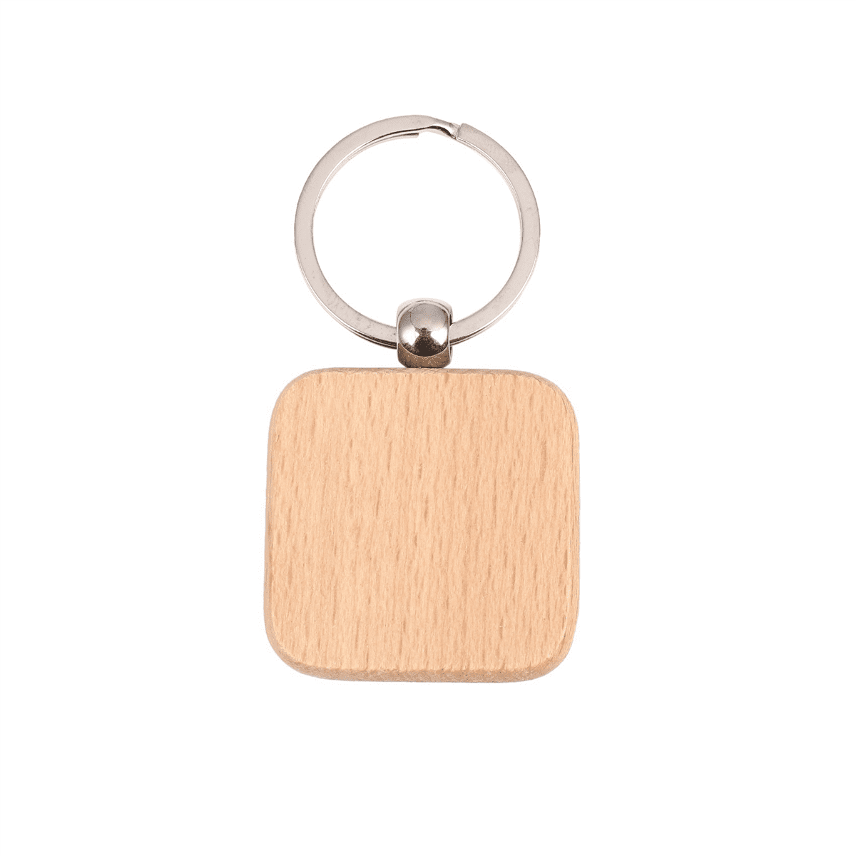 180Pcs Blank Square Wooden Keychain DIY Key Tag Gift