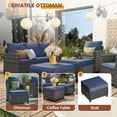 thumbnail image 5 of ELPOSUN Patio Furniture Set, 6 Pieces Outdoor Patio Set, All-Weather Wicker Rattan Outdoor Furniture Set with Swivel Chairs for Poolside, Backyard, Gray Wicker Navy Blue Cushions, 5 of 9