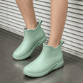 thumbnail image 4 of HTHLVMD Outdoor Gardening Booties, Waterproof Low Cut Ankle Rain Boots Casual Outdoor Strolling, Wave Textured Slip On Footwear Holiday Travel Wearing, Flexible Rubber Working Shoes, Cyan 7.5, 4 of 4