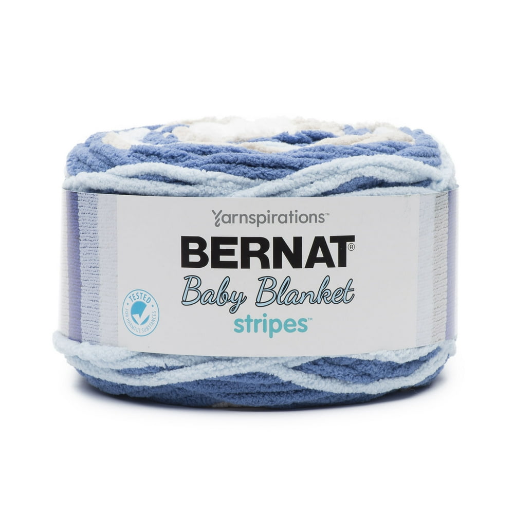 Bernat Baby Blanket Stripes Yarn, Stonewash, 10.5oz(300g), Super Bulky