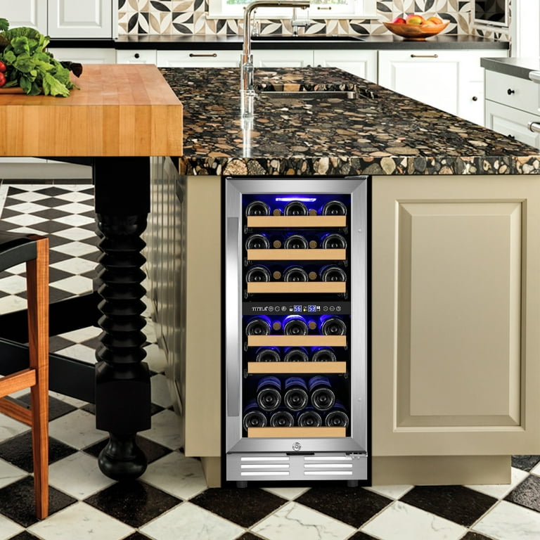 Dual Zone Mini Wine Fridge Walmart Tittla 15 Inch Built-in Or Free