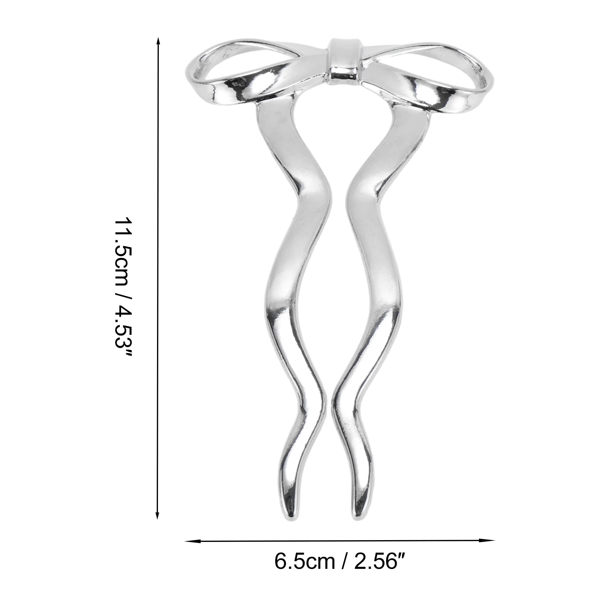 Unique Bargains U-shaped Bow Decorative Hairpin for Women 1 Pc Silver Tone
