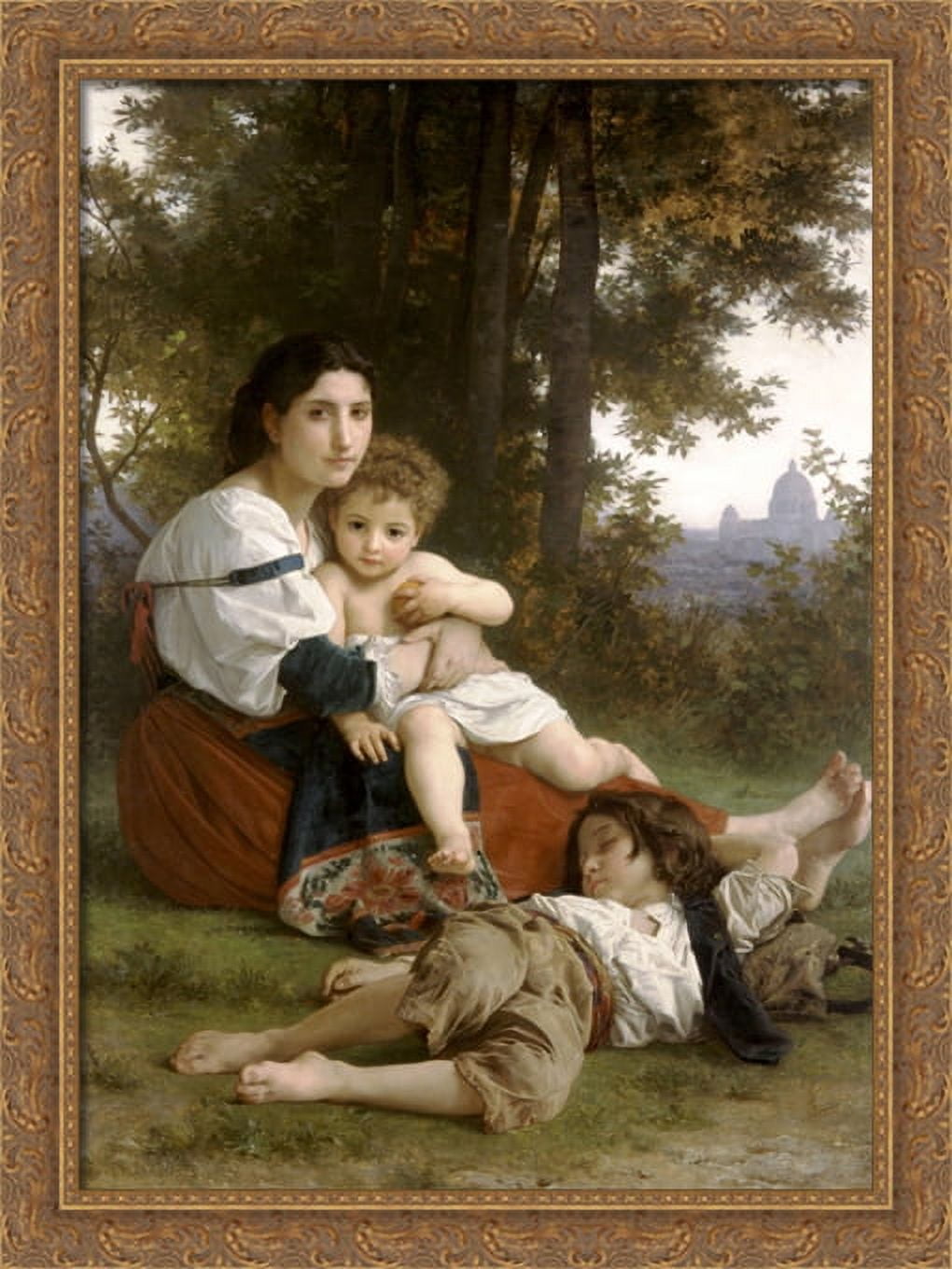 Hyde Park, London 34x28 Large Gold Ornate Wood Framed Canvas Art