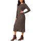 thumbnail image 4 of INSPIRE CHIC Vestido de Suéter de Manga Larga para Mujer, Cuello Redondo, Tejido de Canalé, Plisado, Midi, Talla XL, Café, 4 of 6