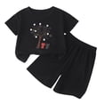 thumbnail image 1 of Odeerbi Niños Niñas Lindo Estampado Atlético Conjuntos Manga Corta Camiseta Pantalones Cortos Conjunto Suelto Ropa Deportiva Para 3-12 Años, 1 of 9