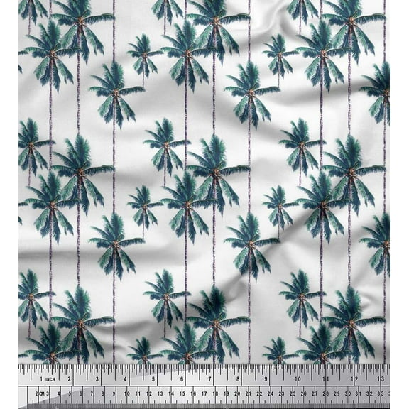 Soimoi Cotton Duck Fabric Palm Tree Shirting Decor Fabric Printed Yard 42 Inch Wide