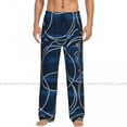 thumbnail image 3 of Mens Woman Casual Pajama Long Pant Loose Elastic Waistband Seahorses And Marine Ropes Navy Print Cozy Sleepwear Home Lounge Pants, 3 of 6