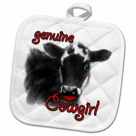 Cow Eye - 3dRose Genuine Cowgirl Cute Cow with Eye Shadow and Lipstick - Pot Holder, 8 by 8-inch