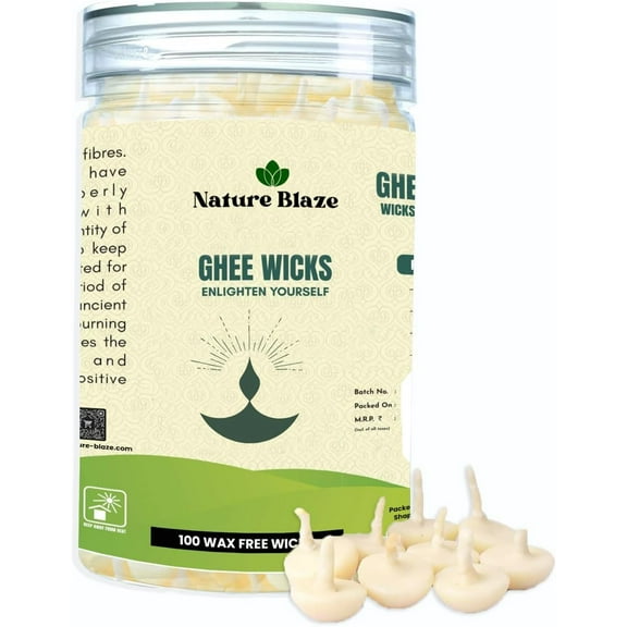 Pure Ghee Wicks for Pooja | Pure Ghee Wicks | Diya Batti Puja Batti | 100 Wicks in Plastic Box