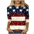 thumbnail image 2 of Cavosen Patriotic Shirts for Women Petite Red White and Blue 3/4 Sleeve Crew Neck Shirts USA Star Striped Graphic Tops Lady XL Patriotic Casual T Shirts Independence Day Tunic Tees Patriotic Outfits, 2 of 4