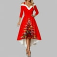 thumbnail image 2 of IWRICH Off Shoulder Christmas Tree Dresses for Women Warm Shaggy V Neck Dress Xmas Snowflake Graphic High Low Cocktail Skirts 2025 Red XXL, 2 of 5